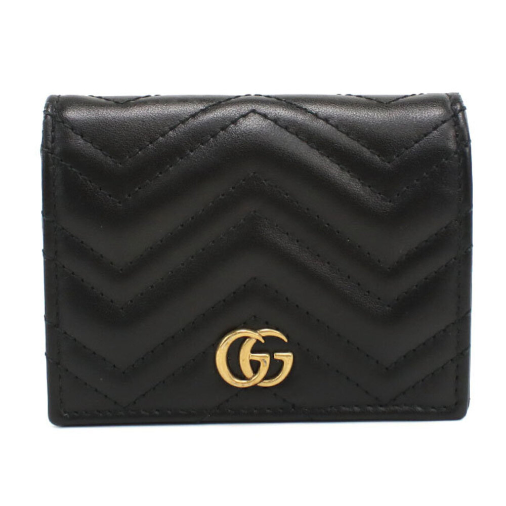 GUCCI Bi-fold Wallet 466492 Mini Double G Women's Black